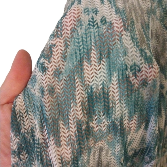 Semi Sheer Cardigan Alfred Dunner Blue/White 3/4 Slve. Coastal Business Casual1X - Picture 4 of 6